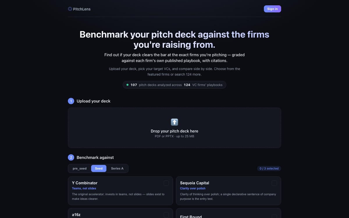 PitchLens homepage