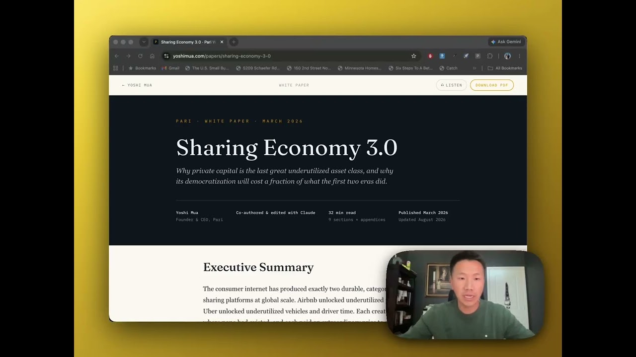 Yoshi Mua on camera, introducing Sharing Economy 3.0